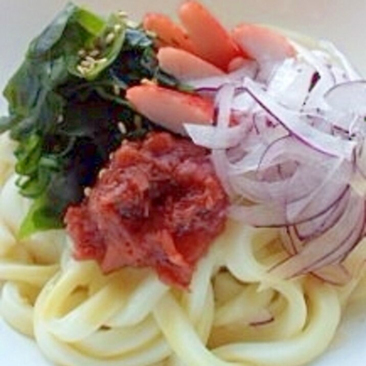 梅干とわかめのぶっかけうどん